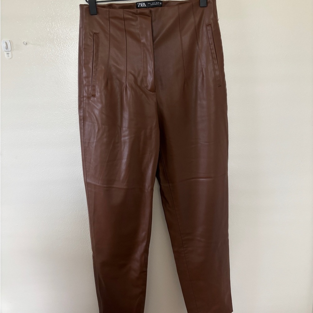 Zara Brown Leather Pants